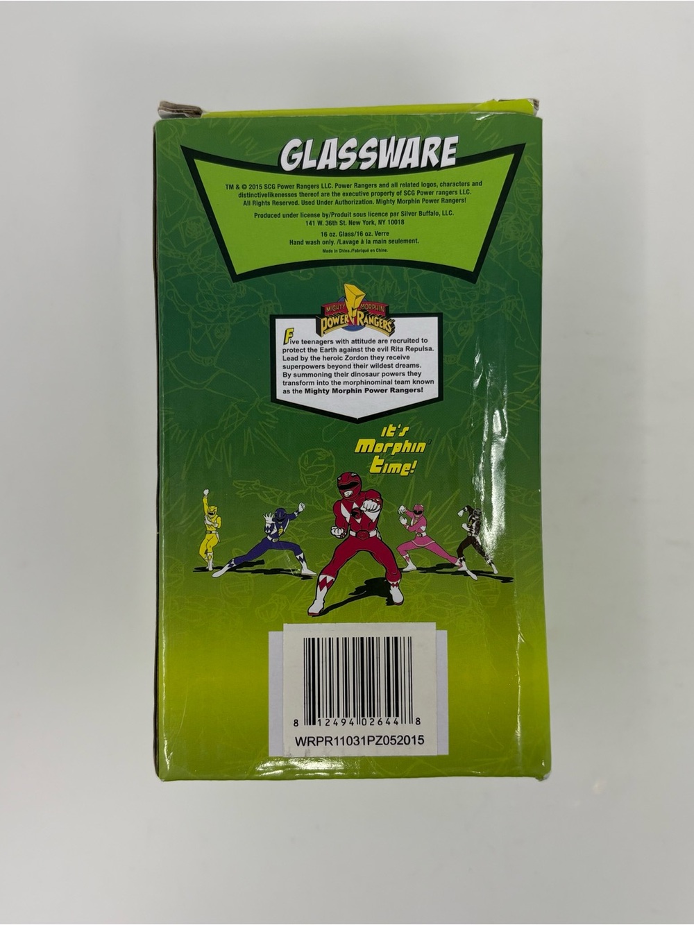 Mighty Morphin Power Rangers Red Ranger Glassware 16 oz Glass Cup 2015 New - Picture 6 of 9